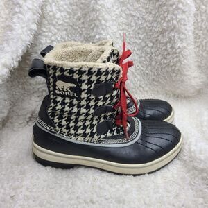Sorel Black Houndstooth Tivoli Waterproof Lined Boots Size 7‎